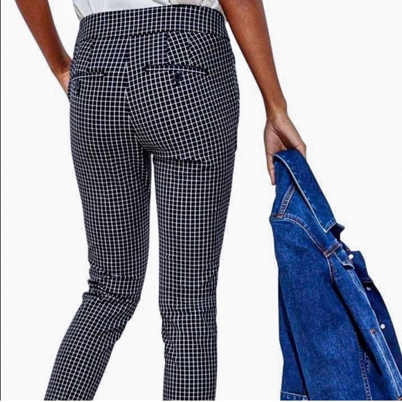 LOFT Petites Size 10 Marisa Black White Grid Cropped Stretch Trouser Pants $80 - Picture 2 of 13